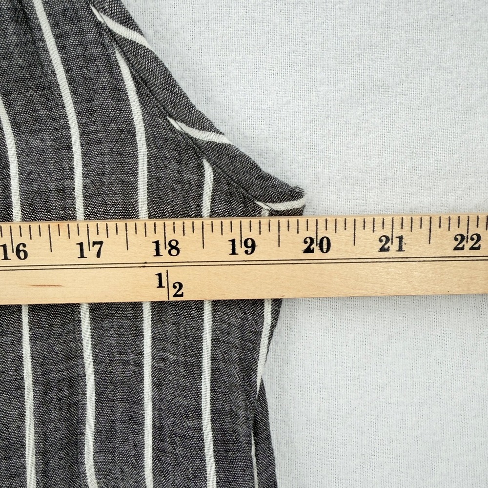 QUINCE Organic Cotton Gauze Maxi Dress Large Black Striped Tiered Sleeveless - Picture 12 of 16